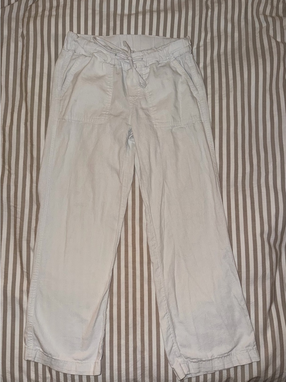 Caslon Cream Wide-Leg Drawstring Pants